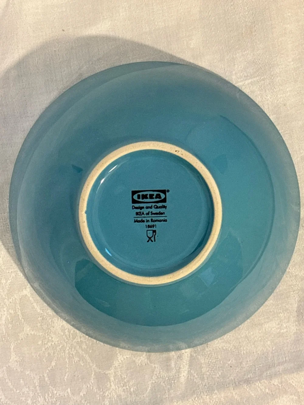 IKEA 18691 Turquoise Blue Ceramic Bowl Made in Romania Retired